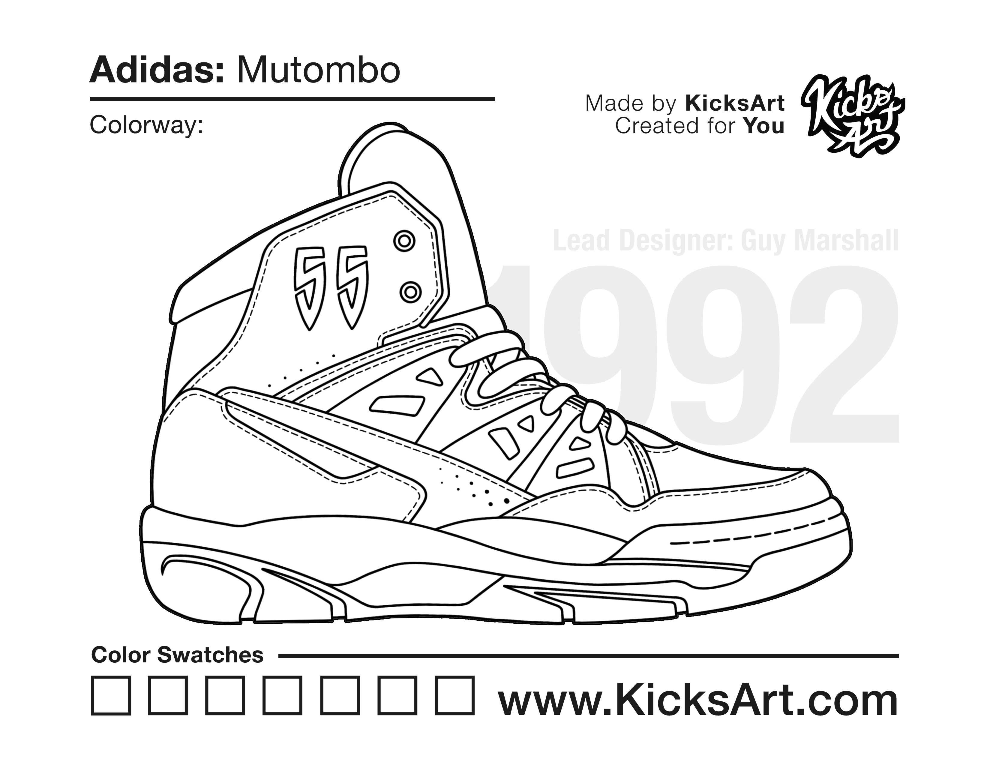 Adidas Mutombo Sneaker Coloring Page