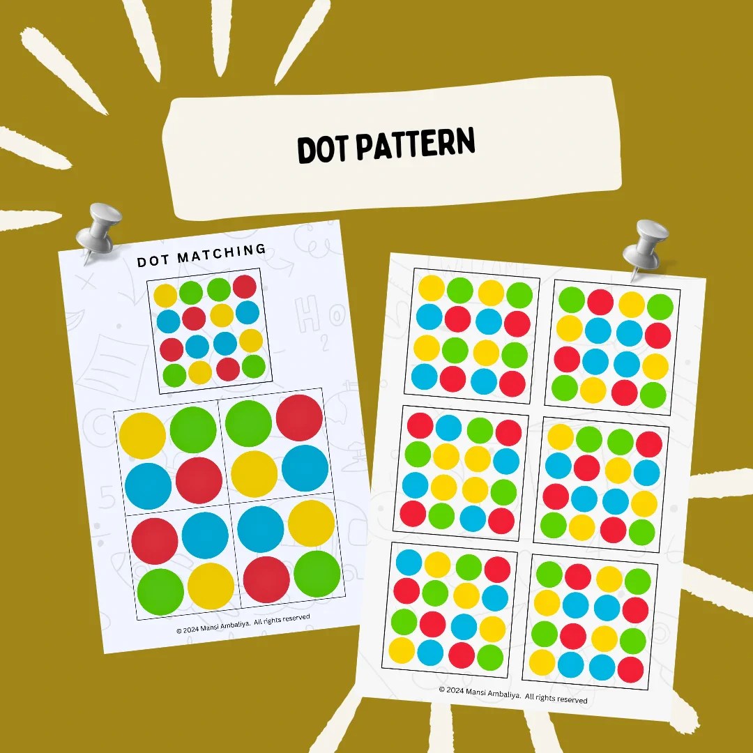 Dot Pattern Matching Worksheet For Kids (Digital Download)