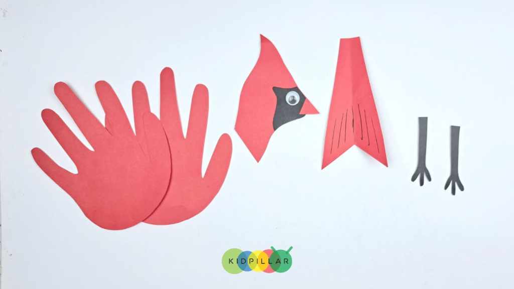 Cut the legs from black paper for simple cardinal craft