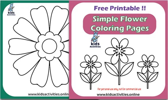 free printable simple flower coloring pages kids activities