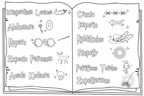 14 free unofficial harry potter spells coloring pages
