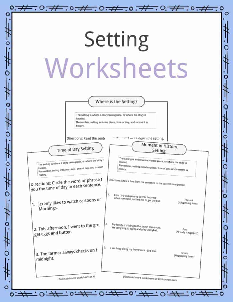 story setting examples definition worksheets for kids
