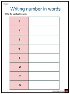 writing numbers in words worksheets numerals number words