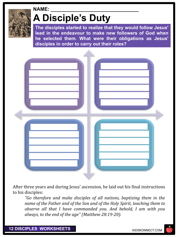 Twelve disciples worksheets