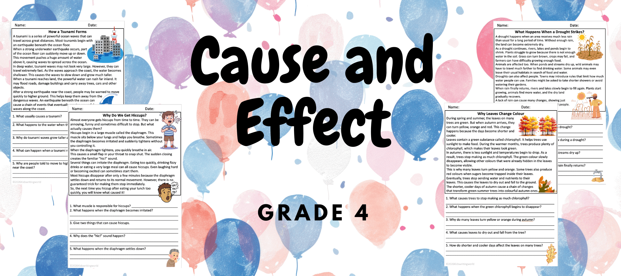 Grade 4 Reading Comprehension - Cause and Effect