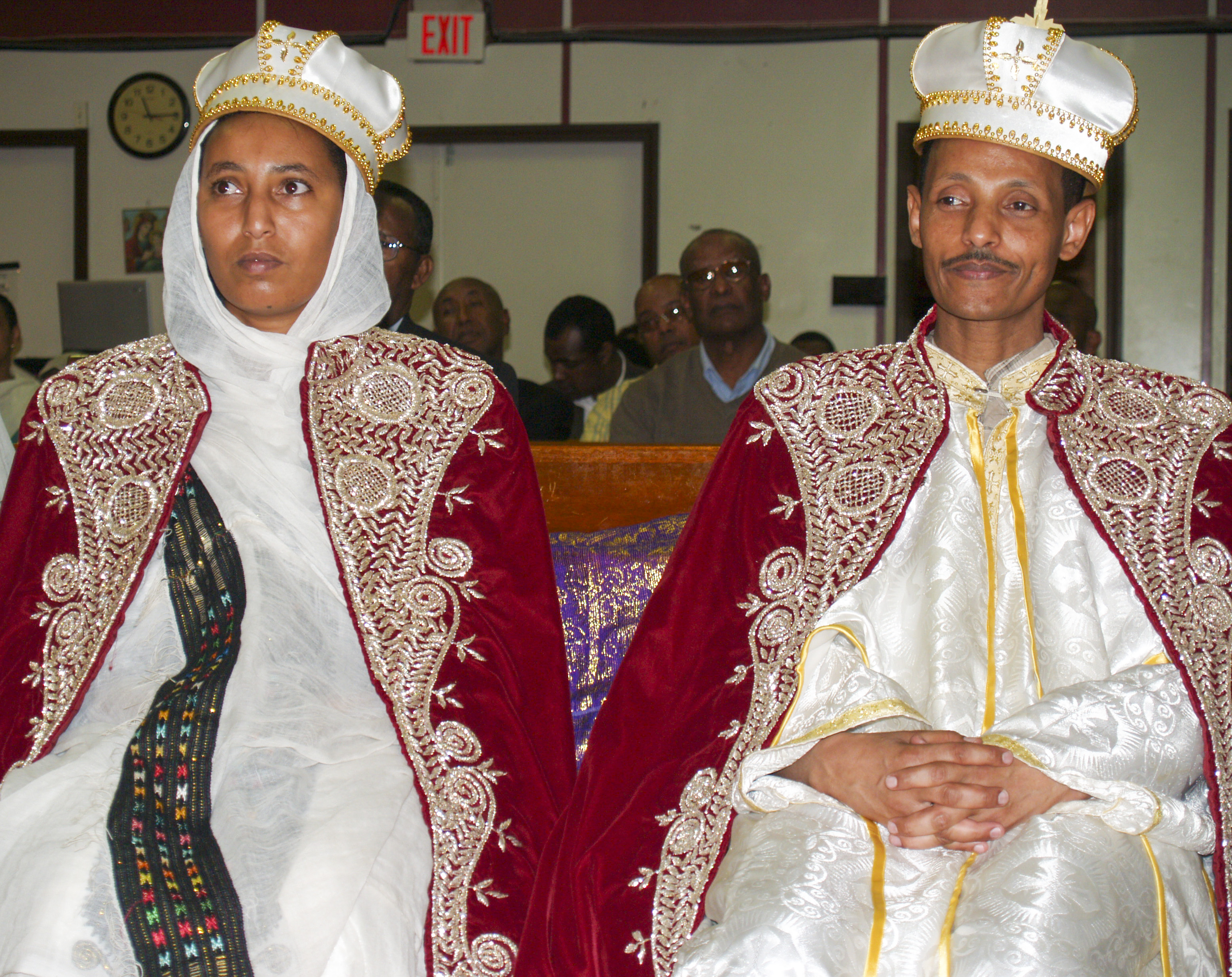 A bride and groom during the wedding ceremony