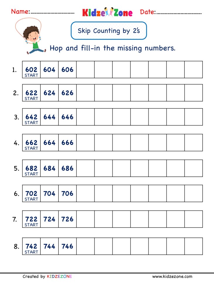 Math Number worksheets - Skip Counting by two math-number-worksheets-skip-counting-by-two