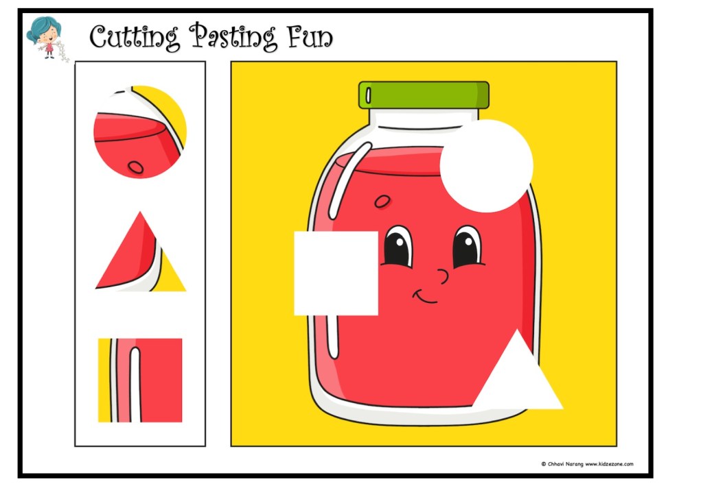 Cutting and Pasting fun with Shapes - Circle, Square and Triangle