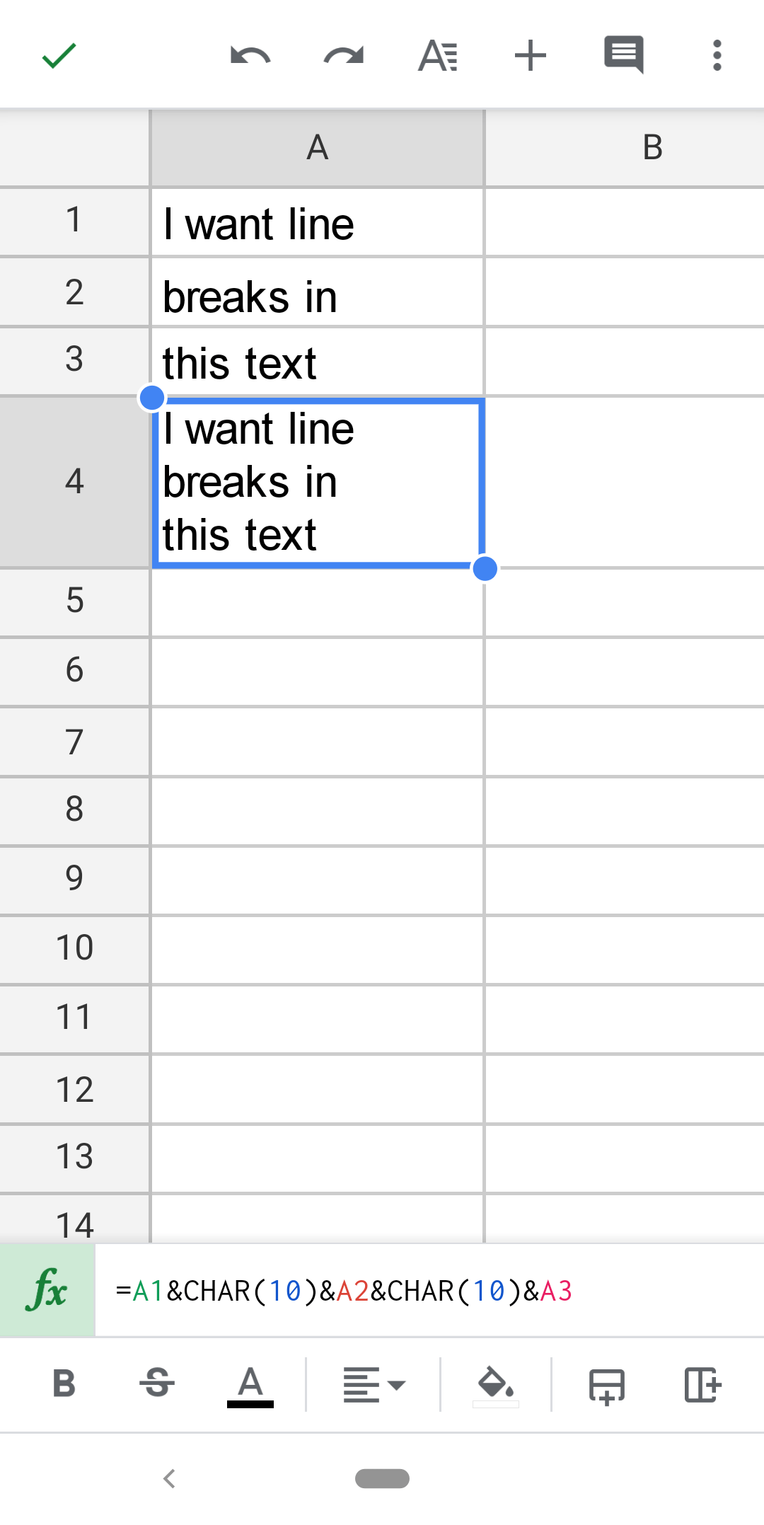 Hướng dẫn google sheets new line in cell ios