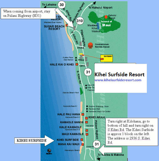 Kihei Resort Map Maalaea Surf Resort Map Sugar Beach Hawaii Vacation 