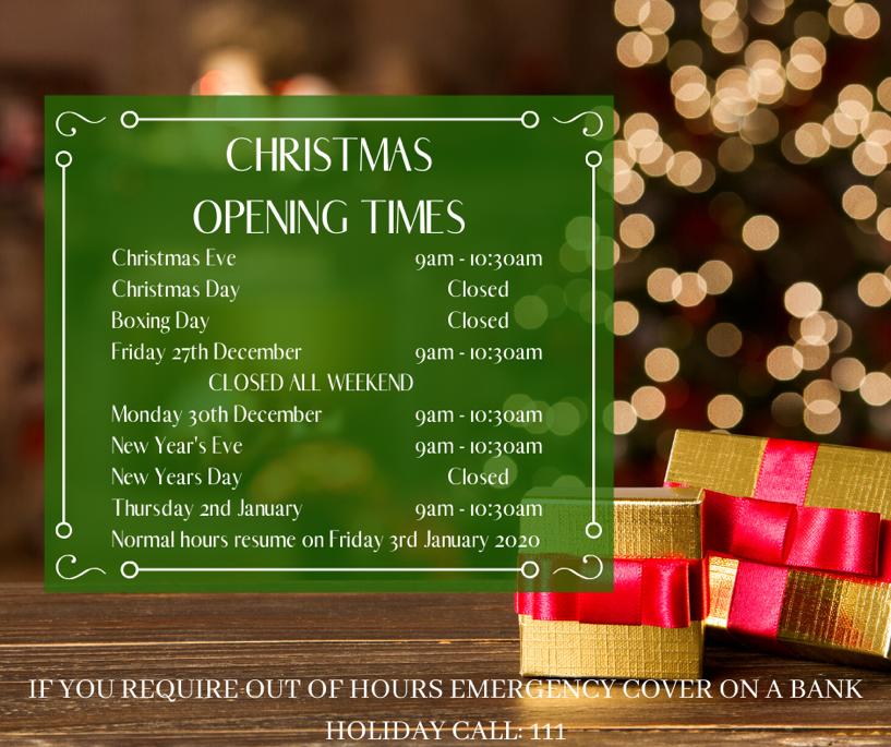 Killay Dental Xmas opening times
