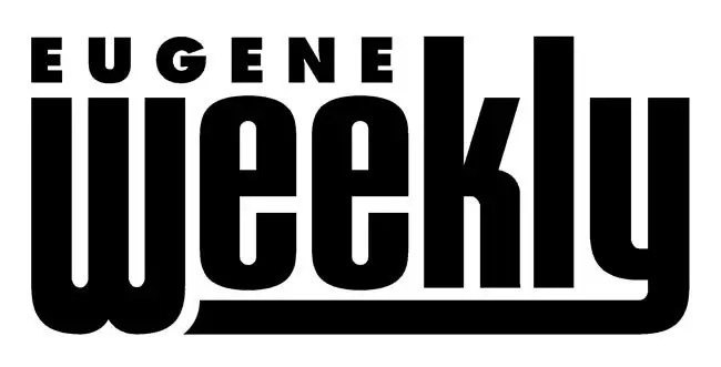 As Featured in Eugene Weekly' logo displayed on a contractor website, emphasizing local recognition and community trust.