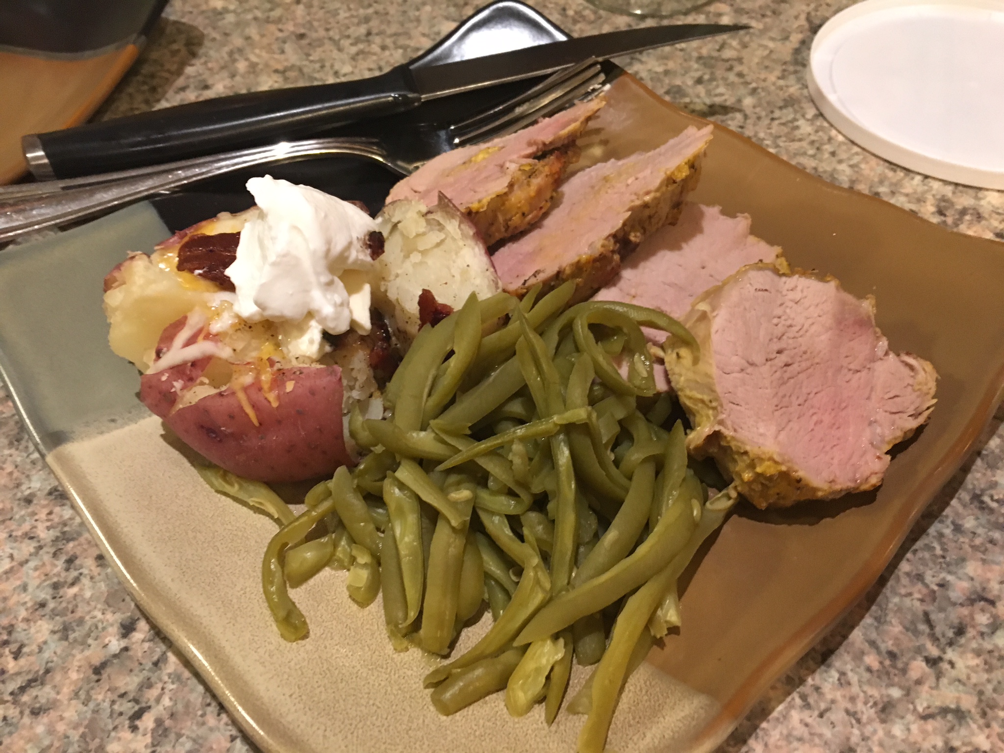 Glazed Pork Tenderloin with Smashed Potatoes