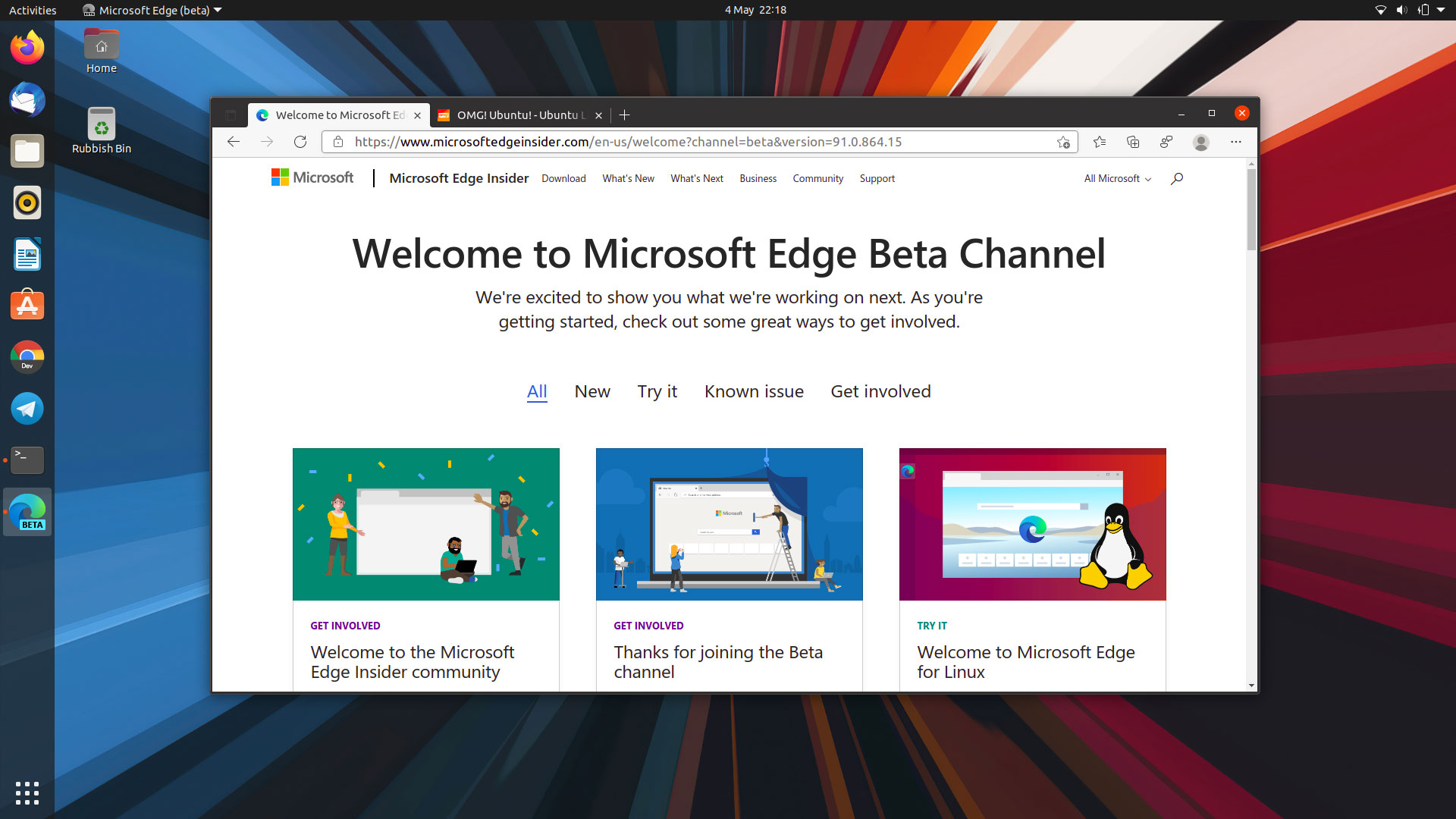 Microsoft Edge Linux Beta