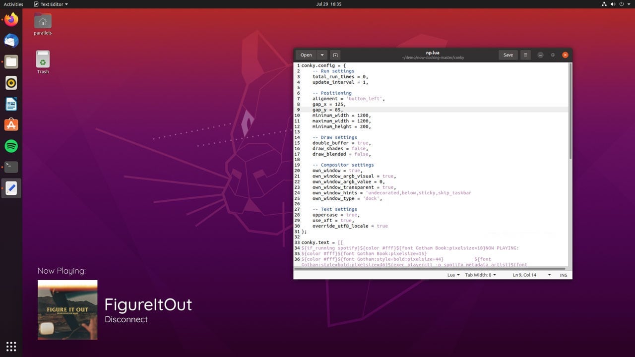 "now Clocking" Conky WIdget