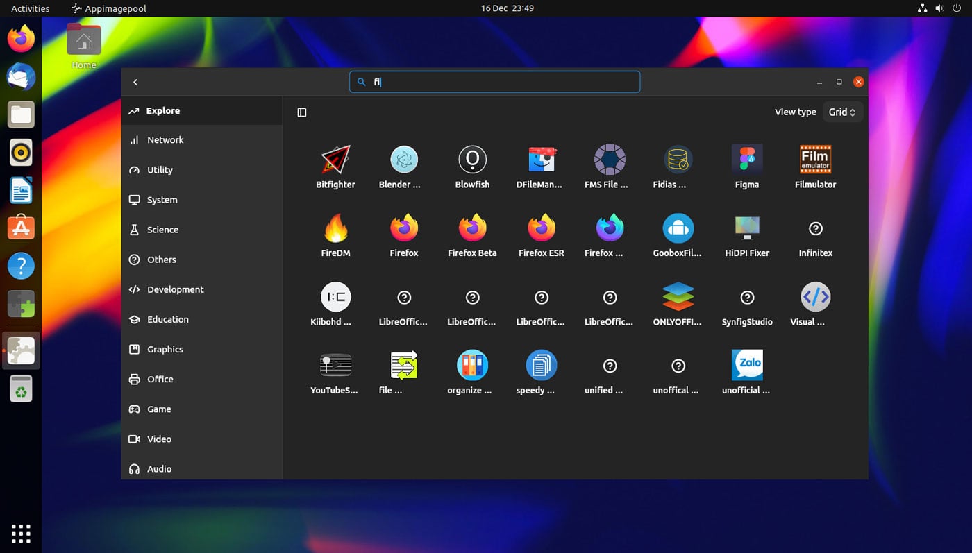 AppImage Pool app on Ubuntu