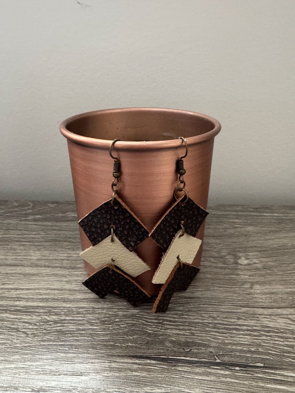 Neutral Real Leather Earrings