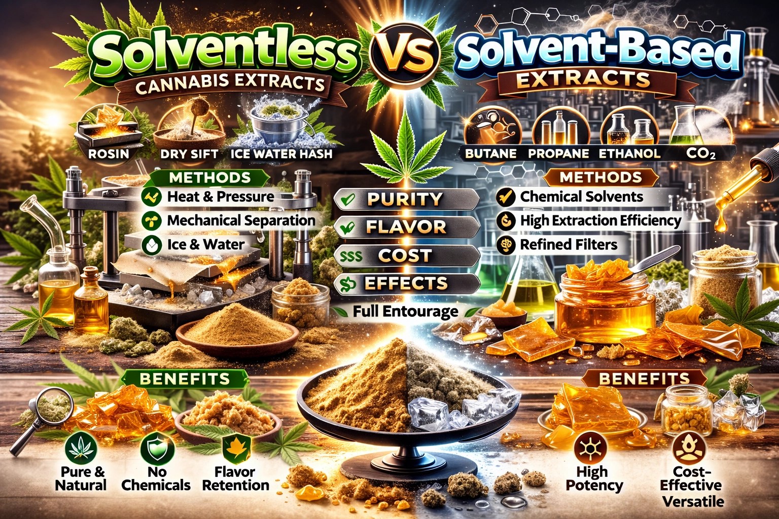 Solventless vs Solvent-Based Extracts