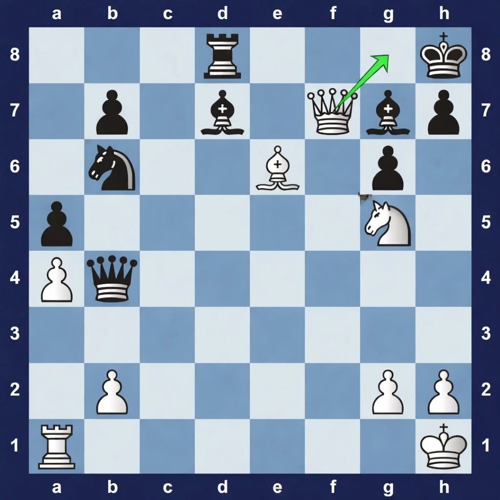 The queen sacrifices and forces the rook to capture it