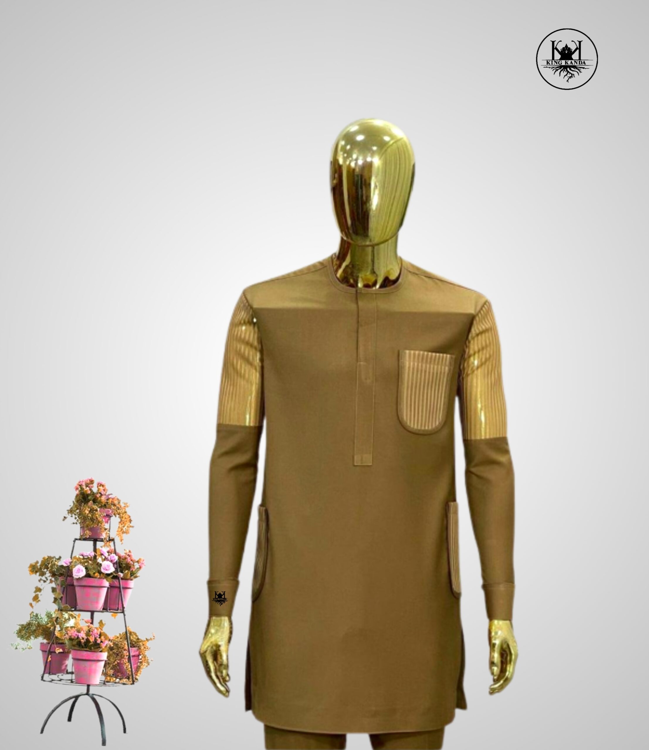 Plain long sleeve kaftan design KingKanda