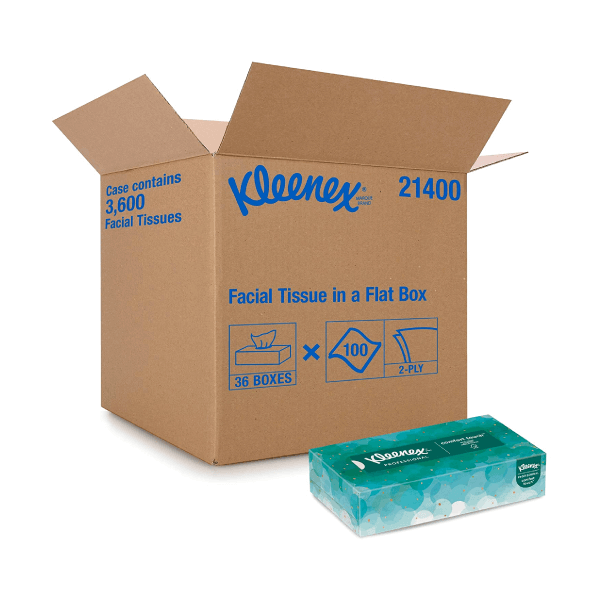 Kleenex Professional Facial Tissue for Business (21400), Flat Tissue Boxes, 36 Boxes / Case, 100 Tissues / Box