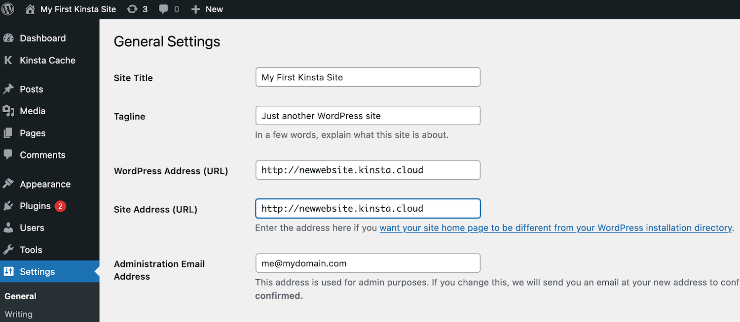 Changing your wordpress site and home url is an easy process that can be done via phpmyadmin. Fresh Install Redirection Kinsta Wordpress Hosting