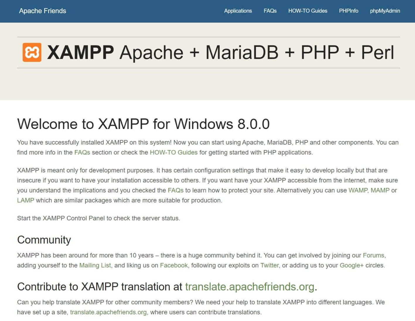 Walkthrough Setting Up A Development Environment For Php And Mysql Codeproject Go to httplocalhostsecurityindexphp Select language it redirects to httplocalhostsecurityxamppsecurityphp You will find an option to change the password.