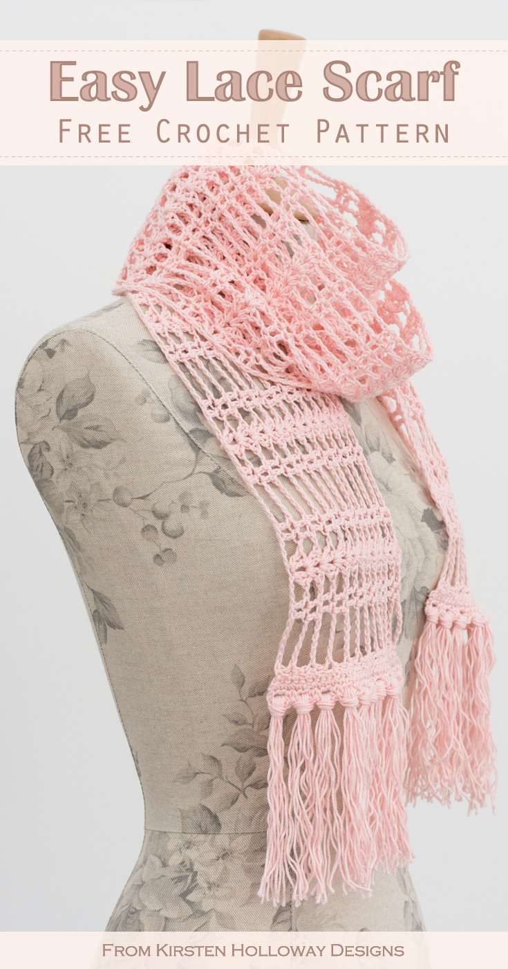 Handmade scarf like this looks amazing when made with ombre yarn, because it gives another dimension to it. Easy Lace Scarf Free Crochet Pattern For Beginners Kirsten Holloway Designs Kirsten Holloway Designs