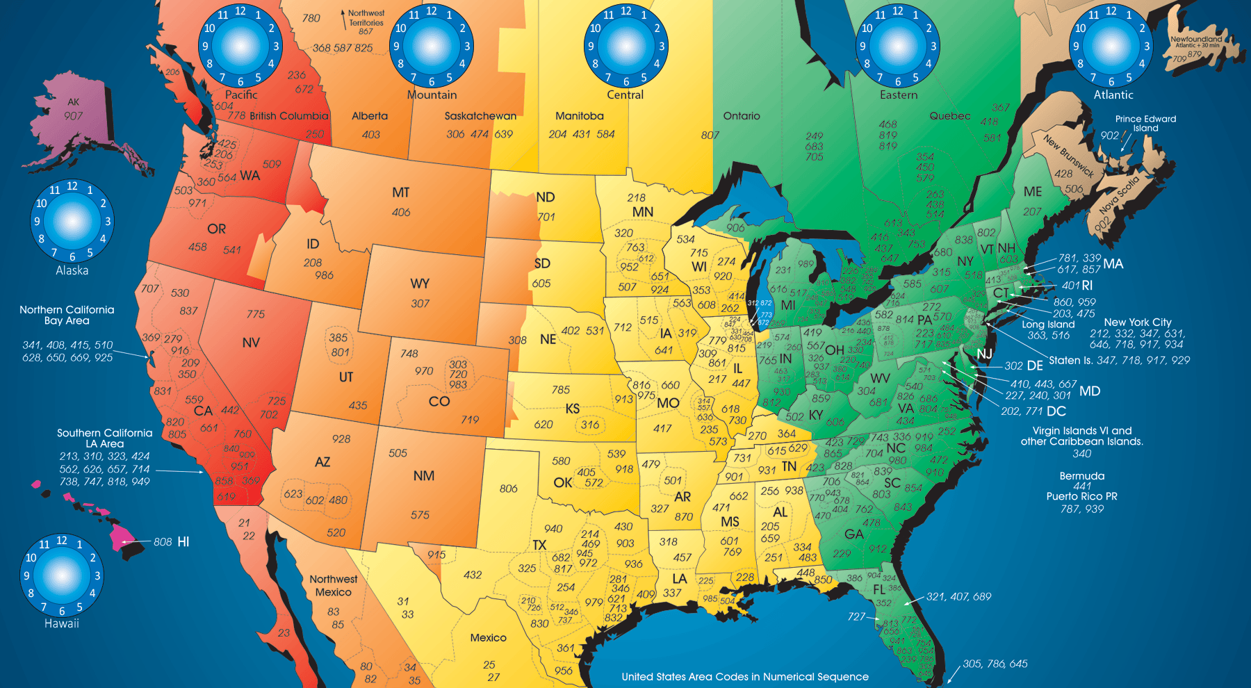 Time Zone Maps And Area Code Reference Guides For Desks And Offices Map For Website 