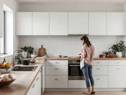 Modern kitchen renovation in Mississauga featuring custom kitchen cabinets, quartz countertops, and open-concept design