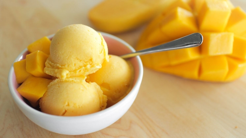 Ice cream is a delicious treat that can be enjoyed any time! Homemade Mango Ice Cream Using Blender Kitchen Cookbook