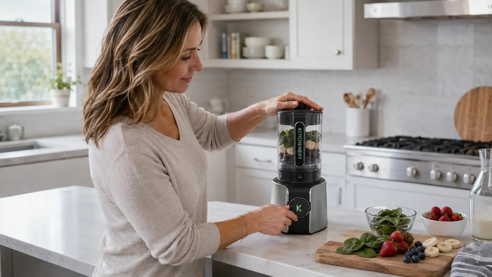 After “Why blender noise matters” Lifestyle image showing conversation or early-morning use Kitchenery Silent Blender designed for a calmer morning kitchen routine