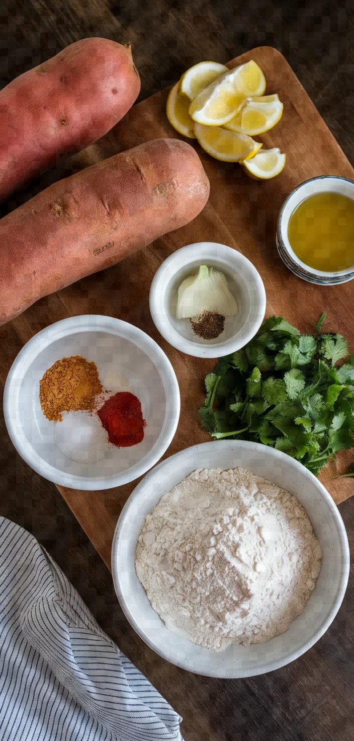Ingredients photo for Mini Sweet Potato Samosas With Spring Roll Sheets Recipe