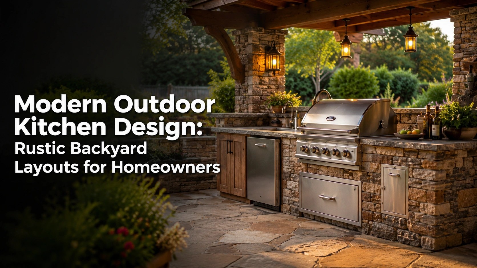 Modern Outdoor Kitchen Design: Rustic Backyard Layouts for Homeowners