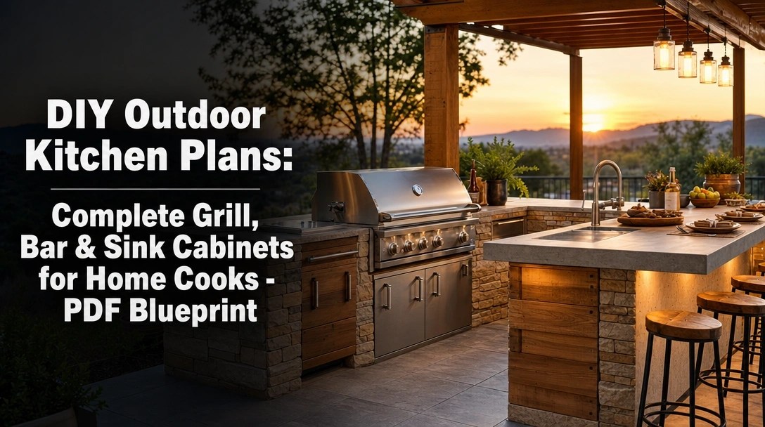 DIY Outdoor Kitchen Plans: Complete Grill, Bar & Sink Cabinets for Home Cooks - PDF Blueprint