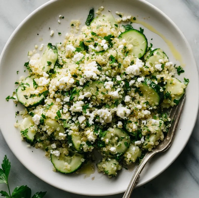 Cucumber Quinoa Feta Salad Recipe (Fresh, Healthy & Mediterranean-Inspired)