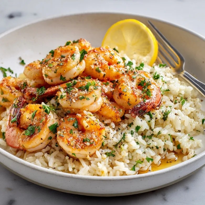 Garlic Butter Shrimp & Lemon Herb Rice – A Flavor-Packed Weeknight Favorite