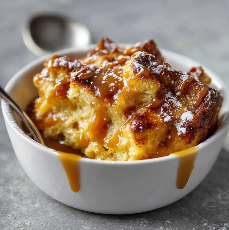 Classic Brioche Bread Pudding with Caramel Sauce