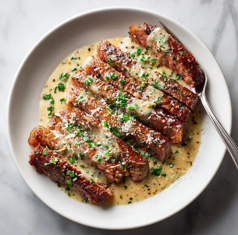 Garlic Butter Steak with Parmesan Sauce – The Ultimate Creamy Steak Dinner