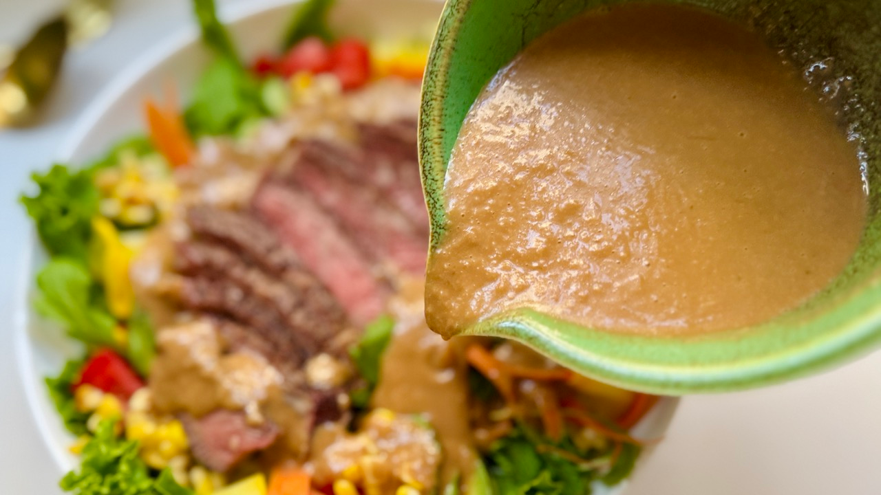 Onion Koji Dressing pouring