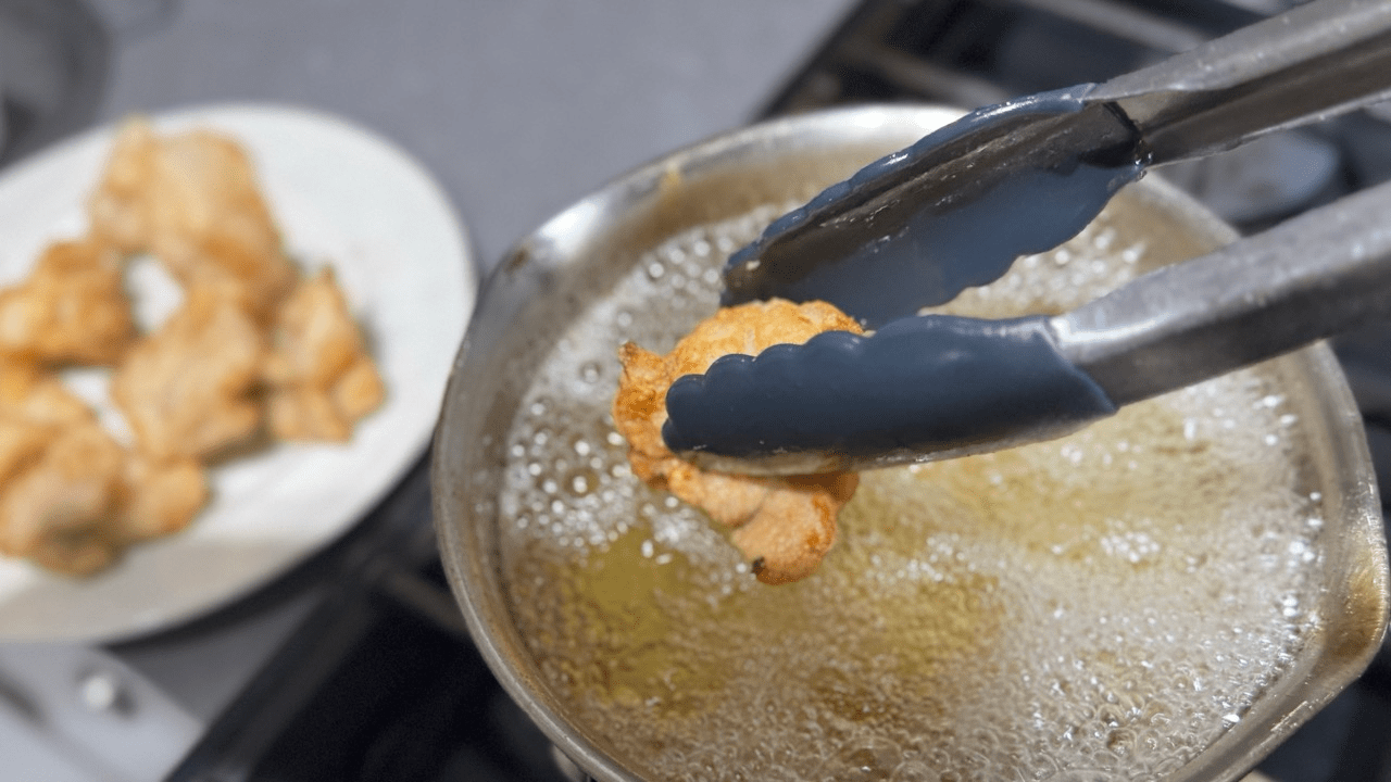 deep frying shio koji karaage