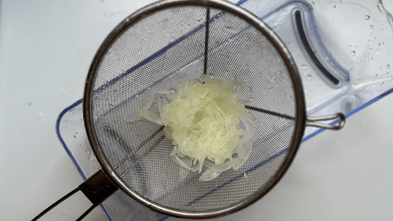 squeezed sliced onion