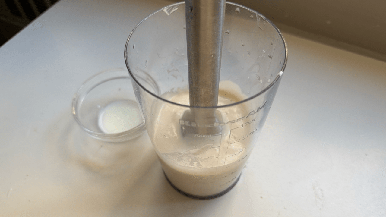 making yogurt base for peach amazake popsicle