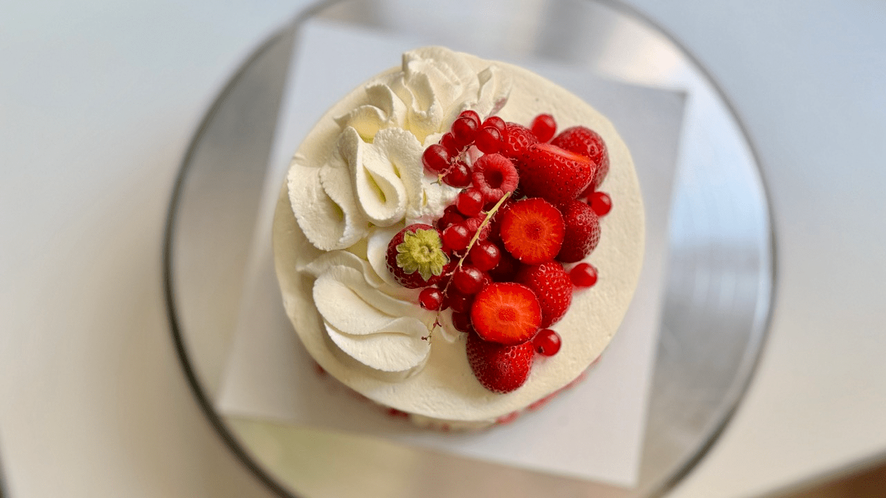 strawberry short cake with red berries
