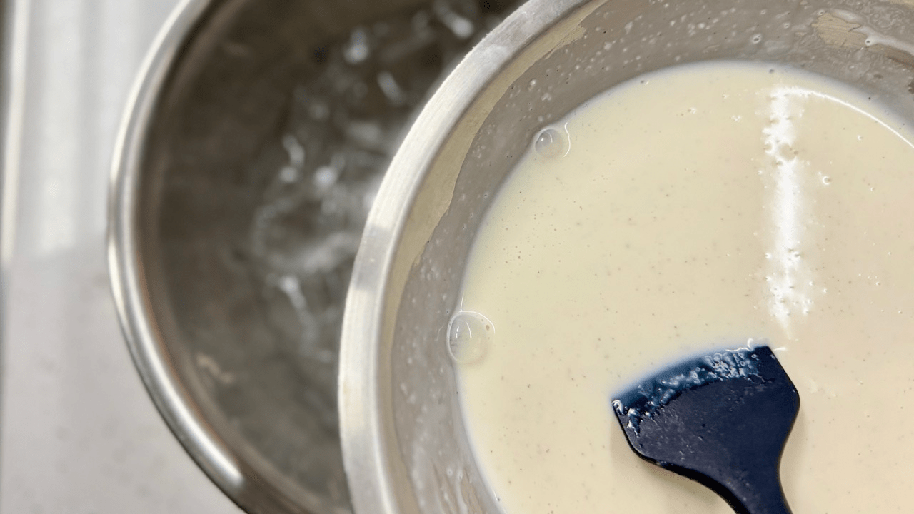 chill with ice bath ama koji panna cotta base