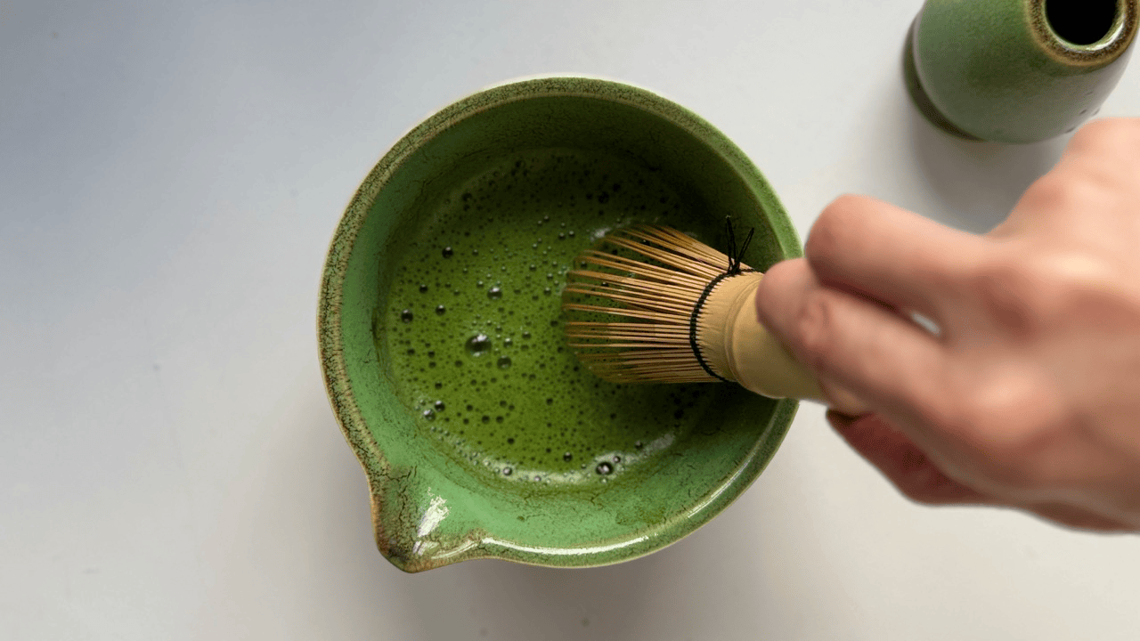 making koi matcha for the cloud latte