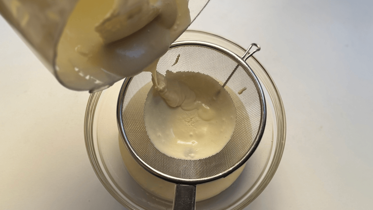 straining the basque cheese cake batter