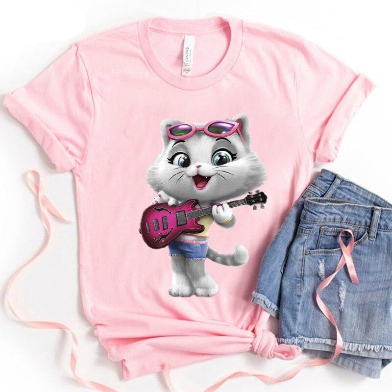 Guitar Kitty T Shirt Pink