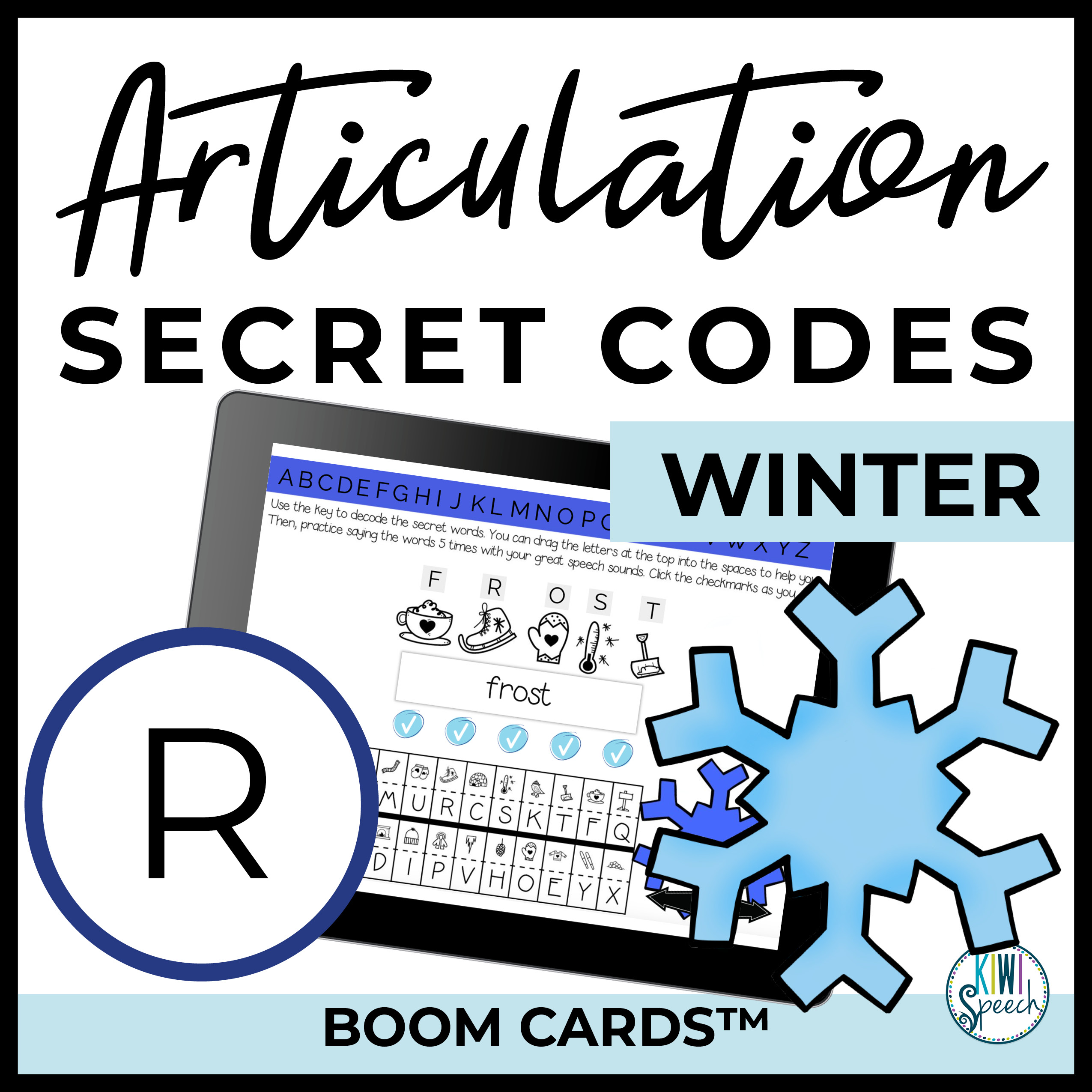 R Articulation Secret Codes BOOM Cards for Digital Speech Therapy – Winter