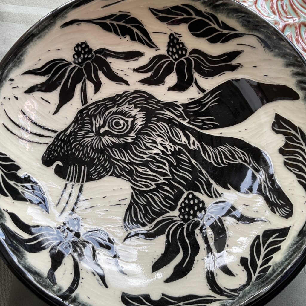 Hand carved sgraffito bowl. 